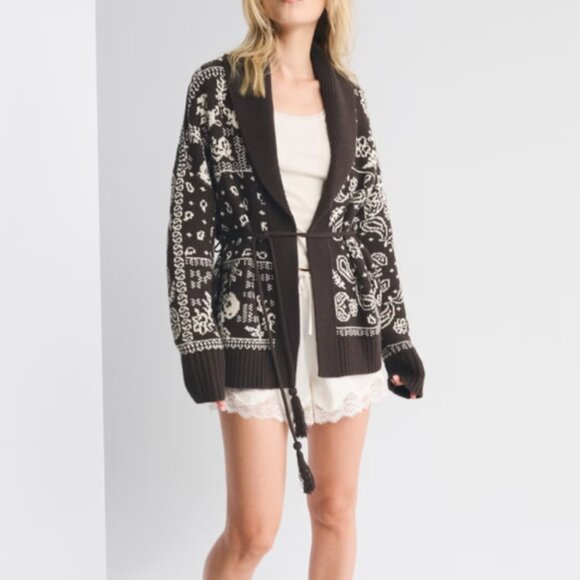 Abercrombie & Fitch Sweaters - Abercrombie & Fitch Bandana Print Belted Cardigan M